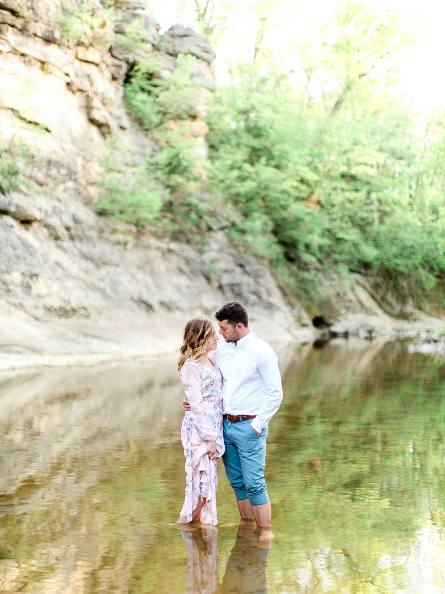 pinnacles bluff top engagement, engagement session columbia missouri, missouri engagement photographer, love tree studios, pinnacles youth park, creek engagement session, columbia missouri engagement session bluffs, missouri film photographer, fine art film photographer, columbia missouri anniversary session