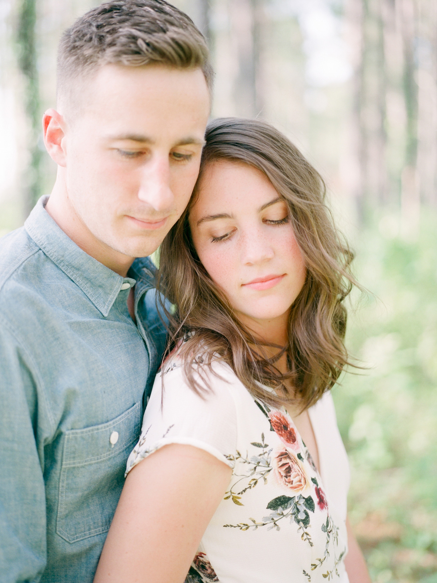 couple, forest, fort rucker, alabama, film, in love, engagement photography, destination engagement