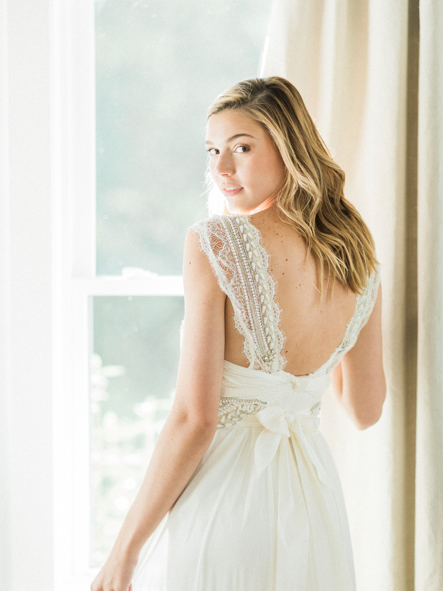 bridal cottage, bride, laughing, getting ready, love tree studios, anna campbell bridals