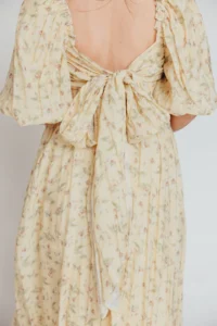 Melody Maxi Dress with Pleats and Bow Detail in Yellow Floral by Worth Collective is what to wear for your maternity session.