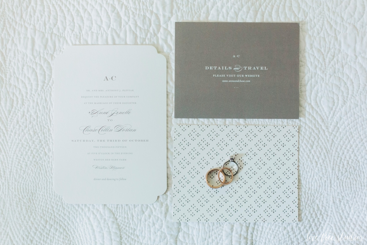 wedding invitation and rings