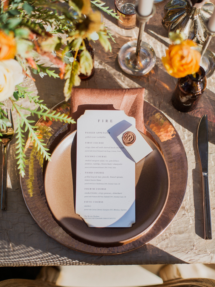 The Ink Cafe creates a fall menu for a wedding at Blue Bell Farm in Missouri photographed by Love Tree Studios.