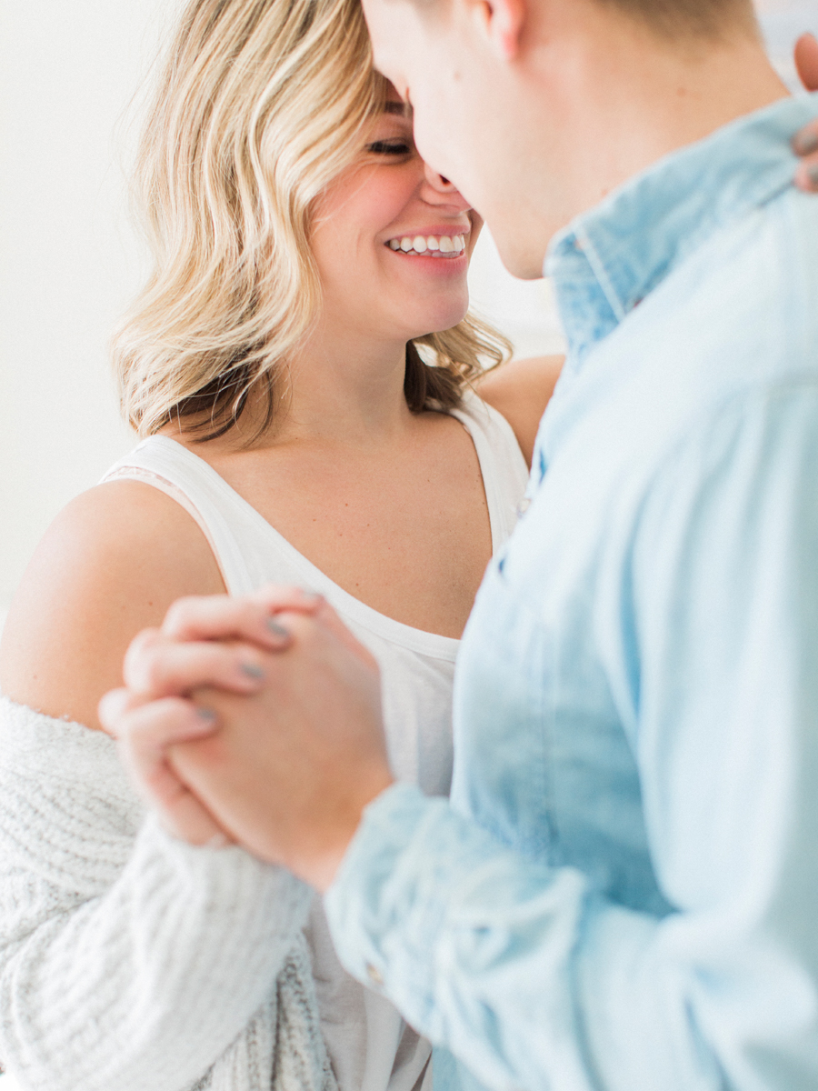 A beautiful and simple in-home engagement session in Missouri by Love Tree Studios.