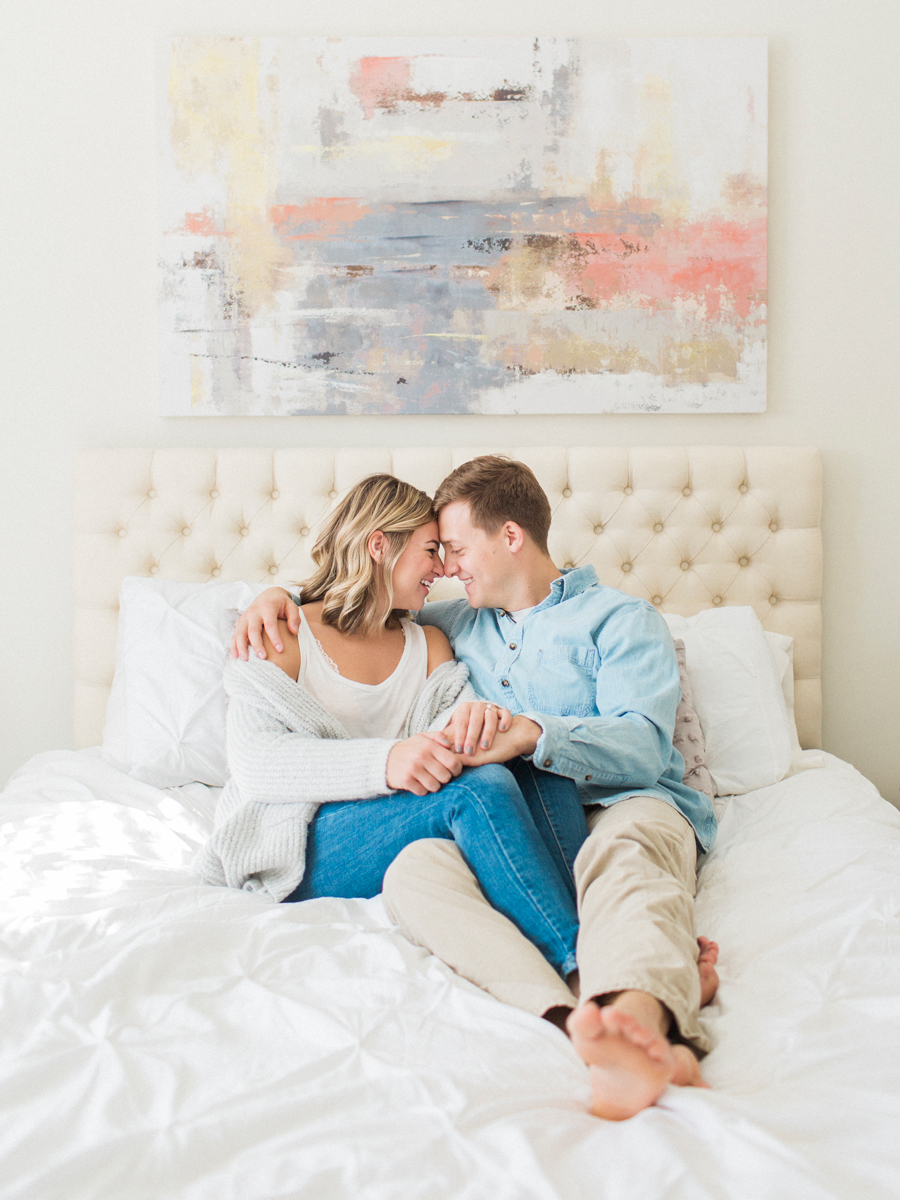 A beautiful and simple intimate in-home engagement session in Missouri by Love Tree Studios.