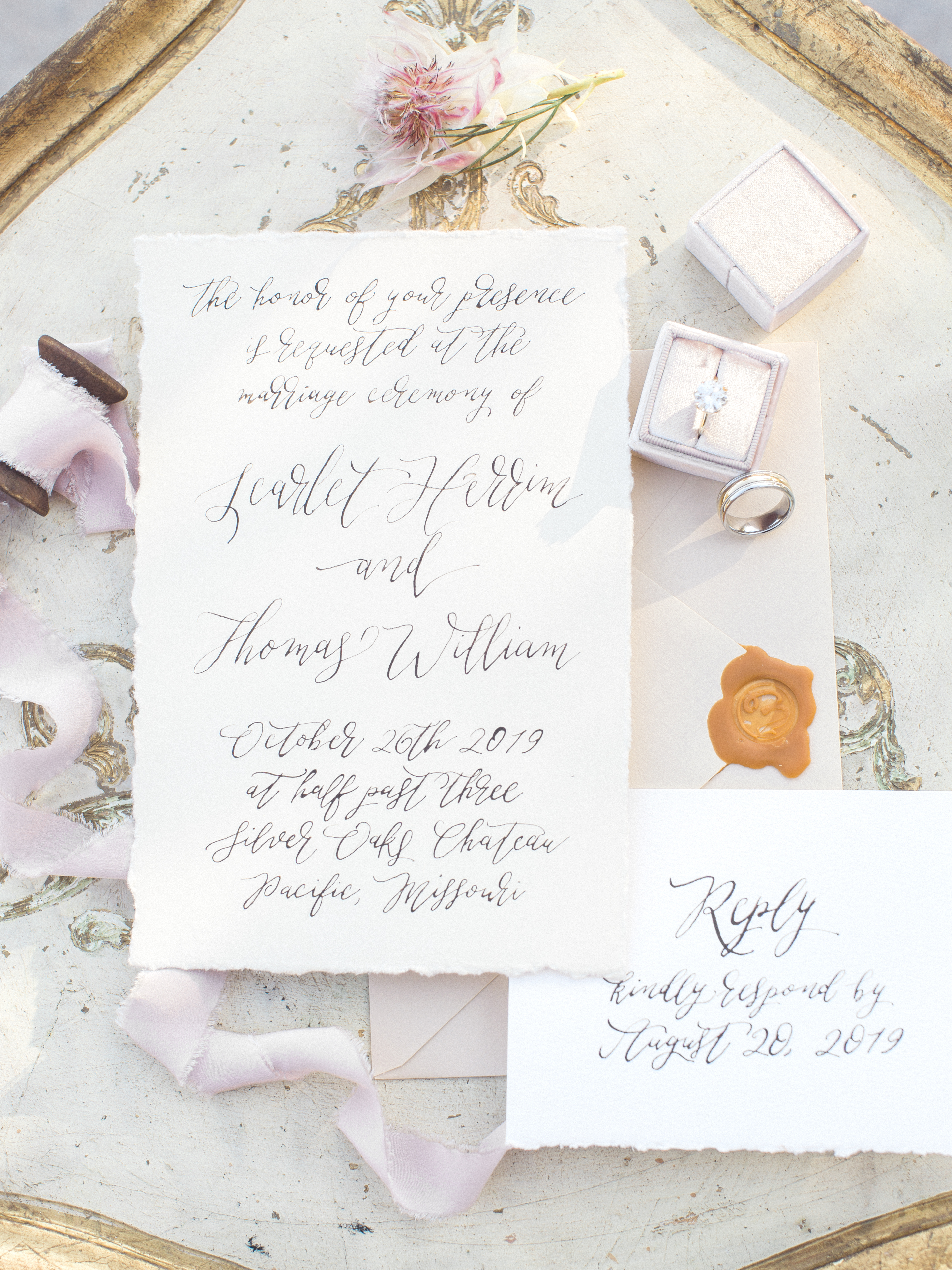 Handwritten Wedding Invitations by The Ink Cafe photographed by Love Tree Studios.