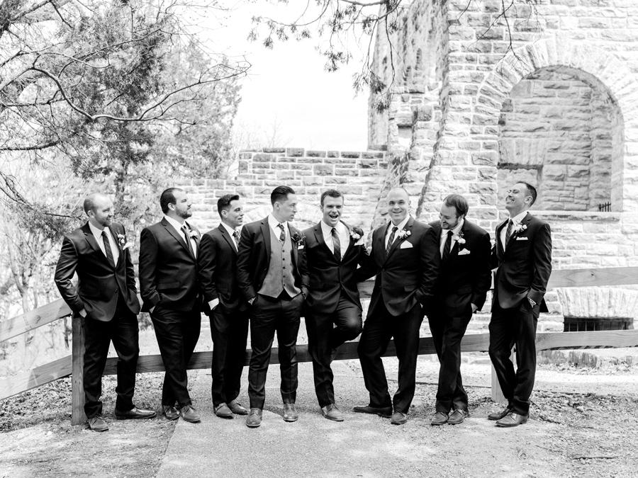 The groom and his groomsmen at Ha Ha Tonka State Park for a Camdenton Missouri wedding.