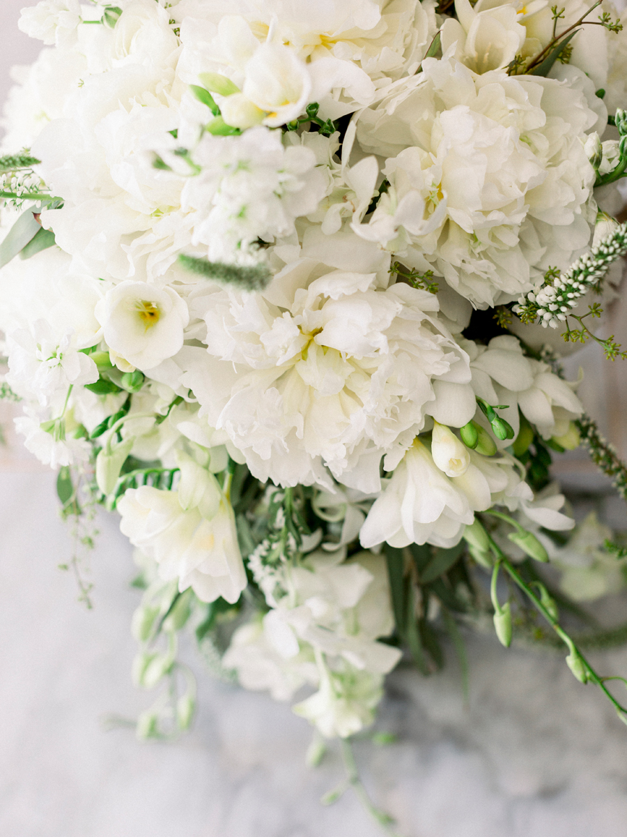 White peonies for the bride at her Jefferson City Missouri wedding photographed by Love Tree Studios.