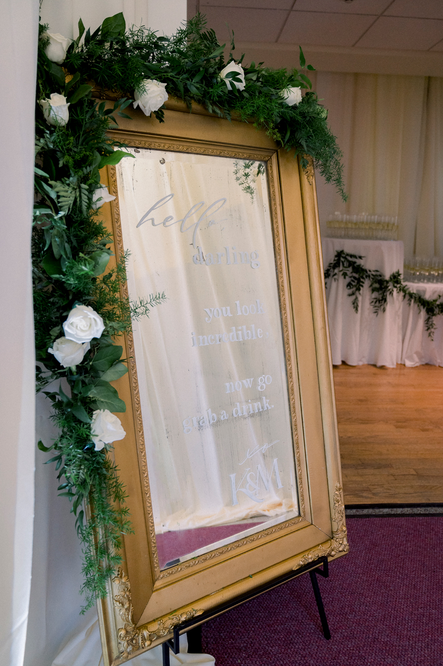 Reception details in Kimball Ballroom at a Stephens College wedding photographed by Columbia, Missouri wedding photographer Love Tree Studios.