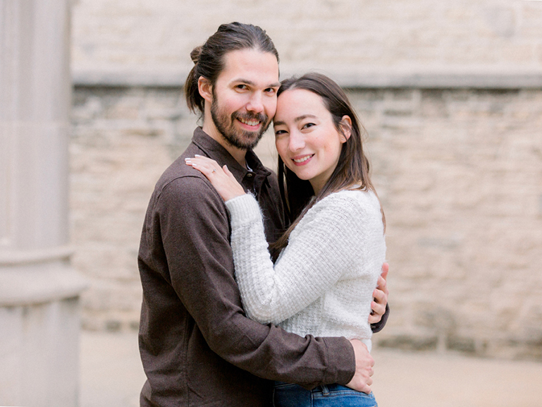 A New Year's Eve engagement session on Mizzou Campus in Columbia, Missouri by Love Tree Studios.
