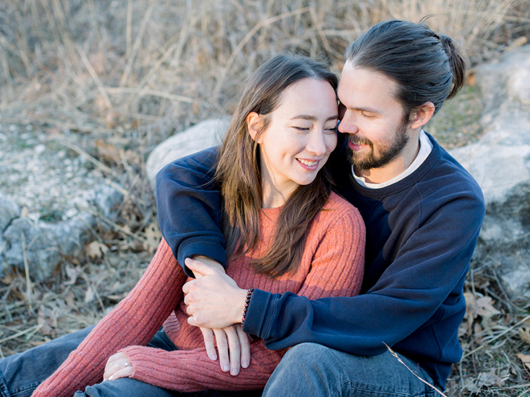An outdoor New Year's Eve engagement session in Columbia, Missouri by Love Tree Studios.
