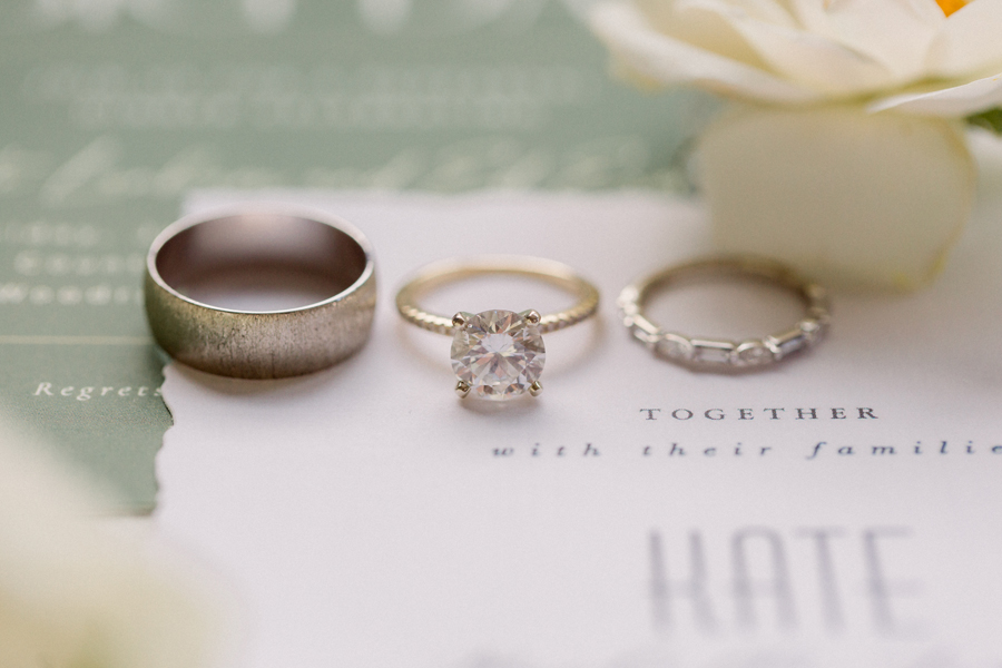 The couple's wedding rings for an Atrium on Tenth wedding in Columbia, Missouri by Love Tree Studios.