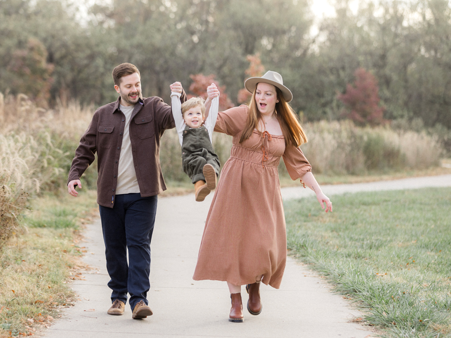 The O'Reilly family poses during their fall outdoor family portrait in Columbia, Missouri by Love Tree Studios.
