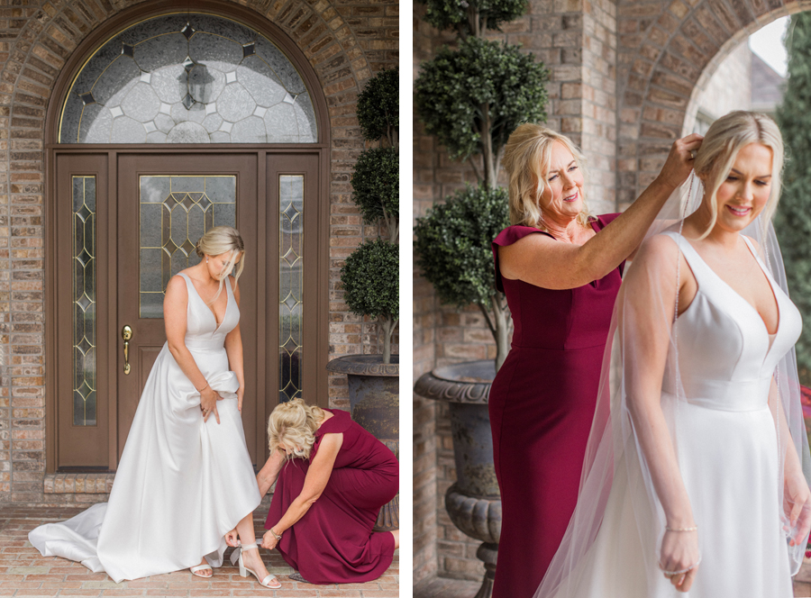 The bride and her mother dress for her Jefferson City wedding by Columbia, MO photographer Love Tree Studios.