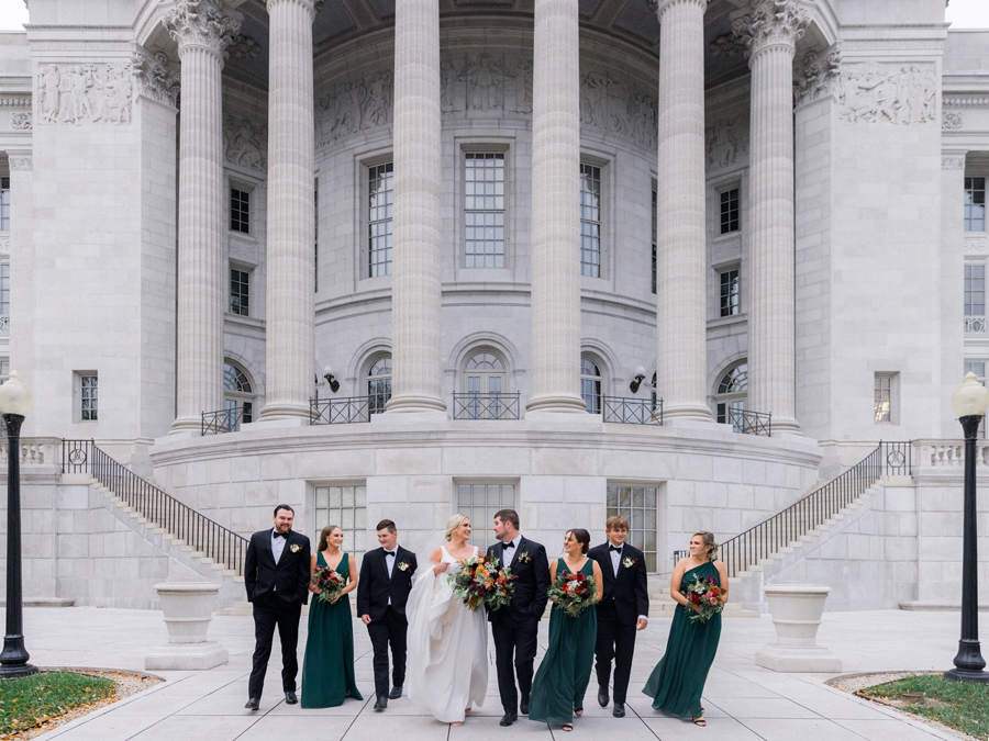 Love Tree Studios photographs a happy couple at the Missouri state Capitol during their Jefferson City, Missouri wedding.