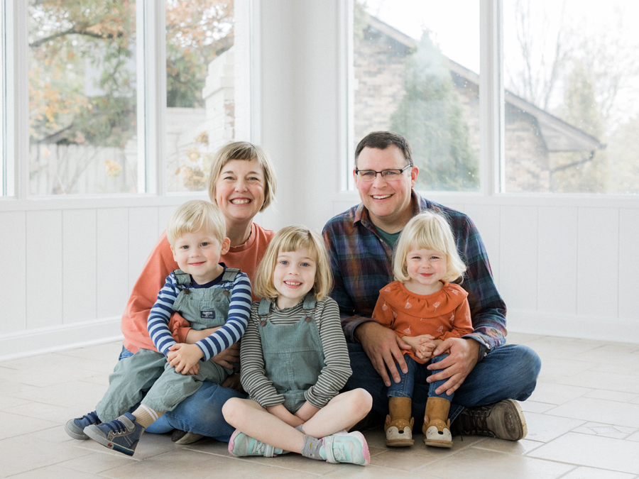 Love Tree Studios creates joyful studio family portrait fun in the Garden Studio.