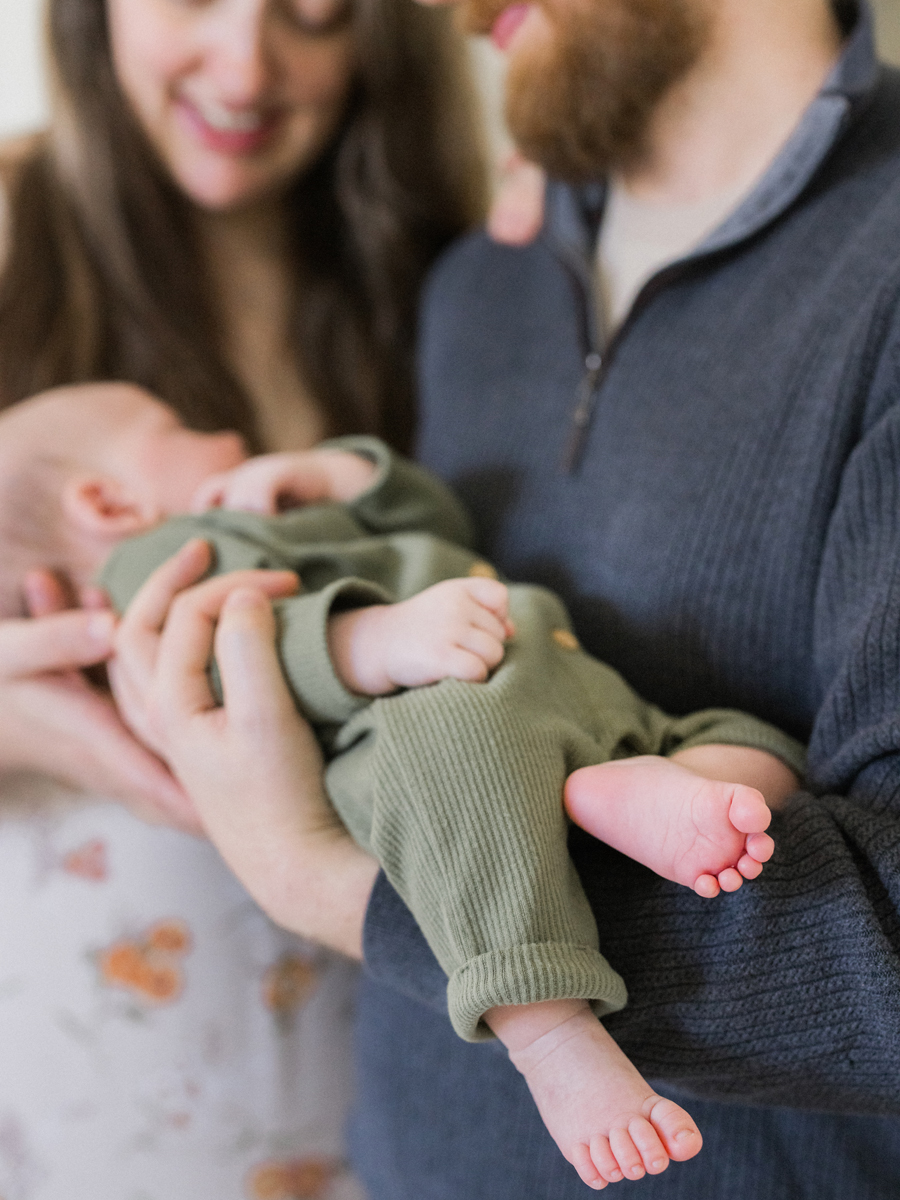 Close-up of baby Corbin Wesley’s tiny feet during a Columbia newborn photography session with Love Tree Studios.