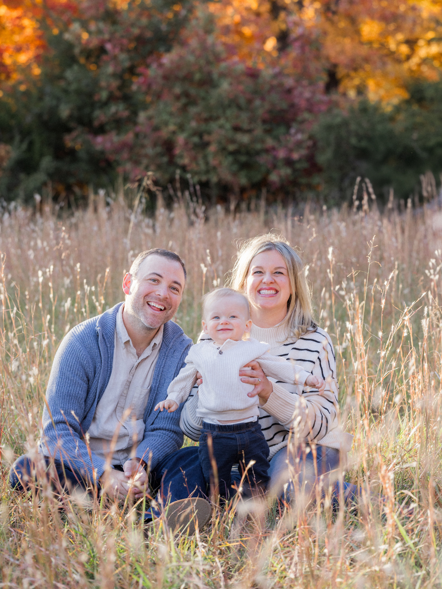 Schaffner family posing on a fall day, captured by Love Tree Studios in Columbia, MO.