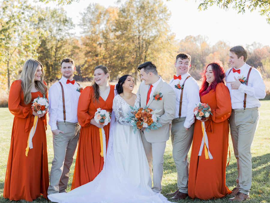 Joyful bridal party portraits at Cooper's Ridge Wedding Venue, captured by Love Tree Studios.