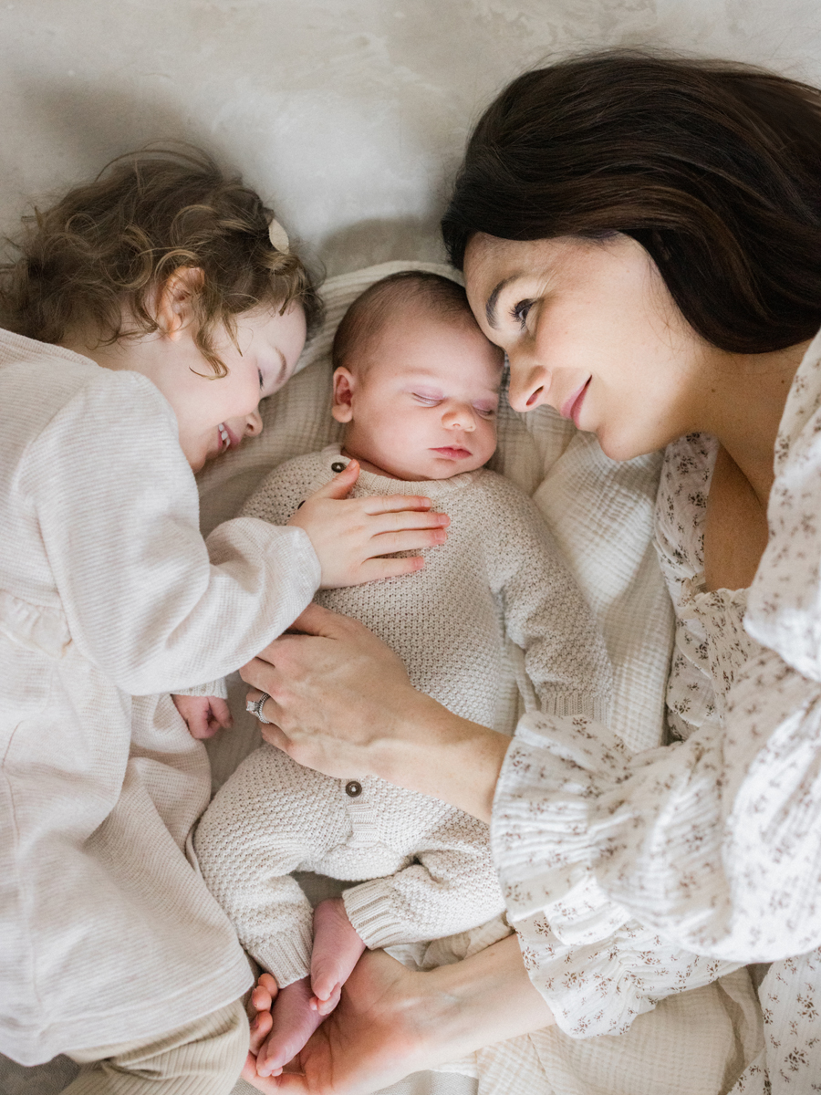 Timeless family portraits with baby Harry and big sister and mother, captured by Columbia Missouri Newborn Photographer - Love Tree Studios.